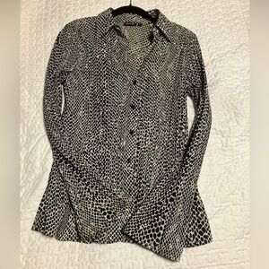 Vintage 90s Y2K Apt 9 Button Down Blouse Accordion Pleat Bell Sleeve Black Large